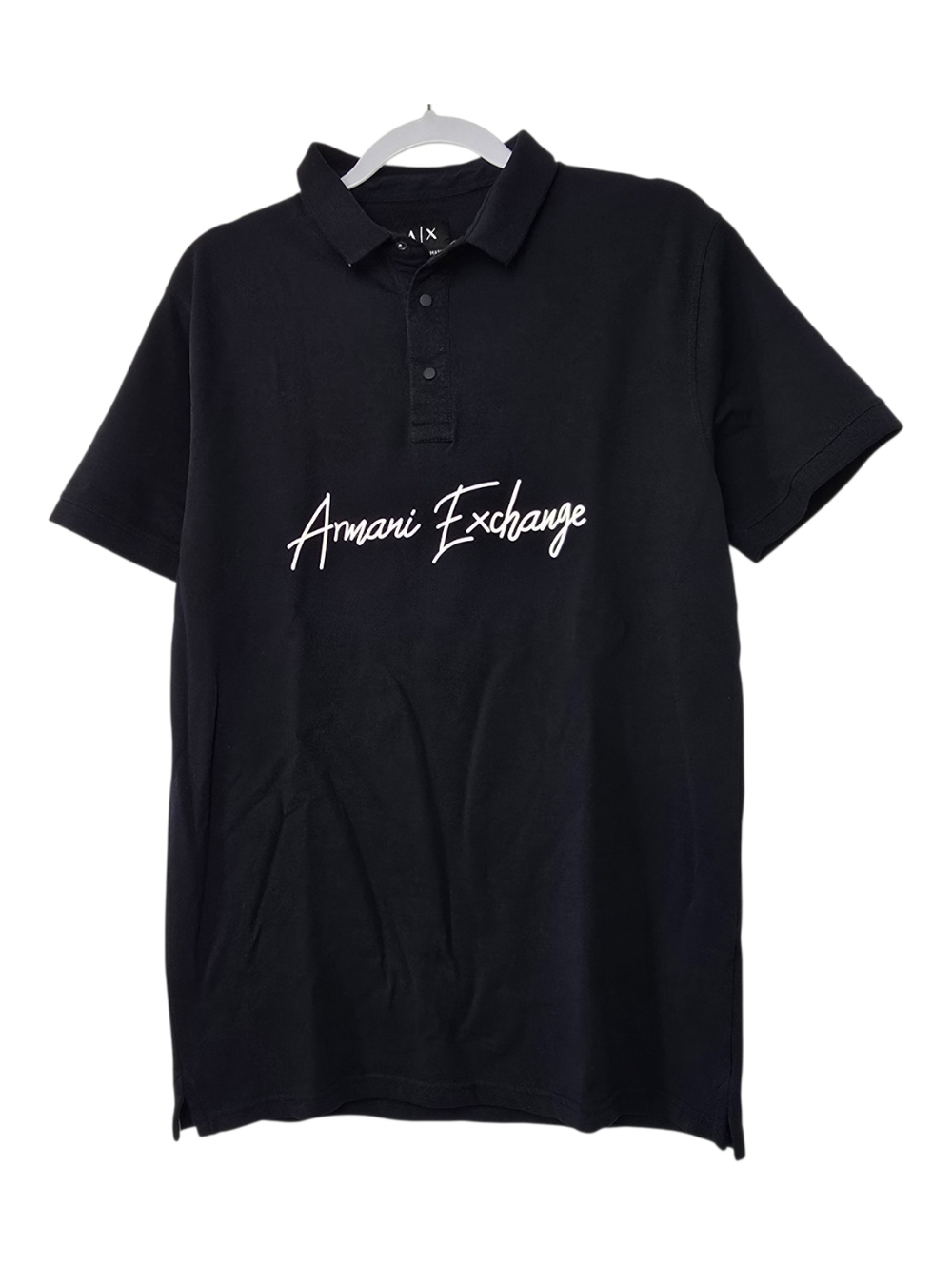 A|X Armani Exchange Navy Blue Stretch Polo Shirt Mens Signature Logo